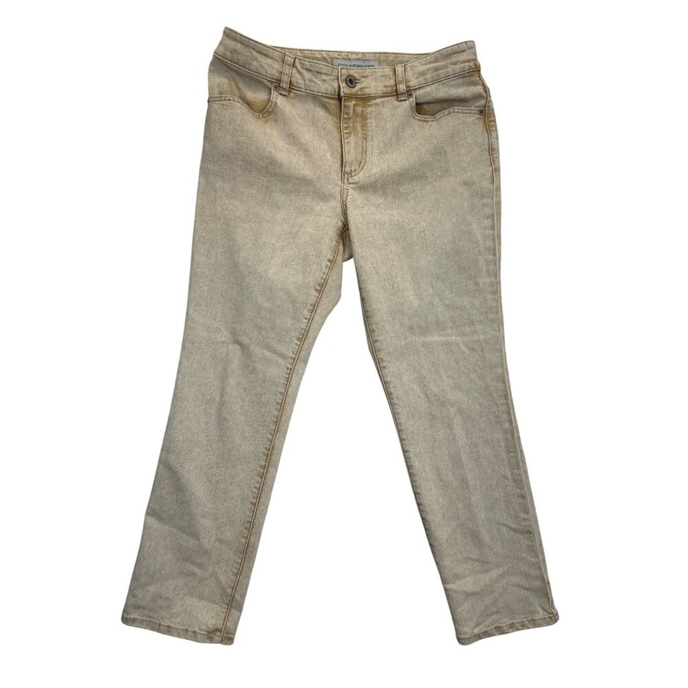 Chicos‎ Platinum Denim Jeans Womens 0.5 Tan Slim Leg Stretch Ultimate Fit